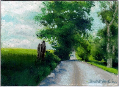 Summer Back Road, pastel on prepared board, 8 x 12 © Bernadette E. Kazmarski