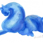 "Winter Cats", watercolor, 10" x 6" ยฉ B.E. Kazmarski