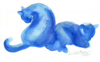 "Winter Cats", watercolor, 10" x 6" © B.E. Kazmarski