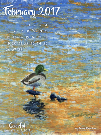 "Colorful" desktop calendar, 600 x 800 for iPad, Kindle and other readers.