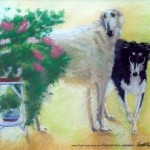 "Borzois", pastel, 20" x 26" © Bernadette E. Kazmarski