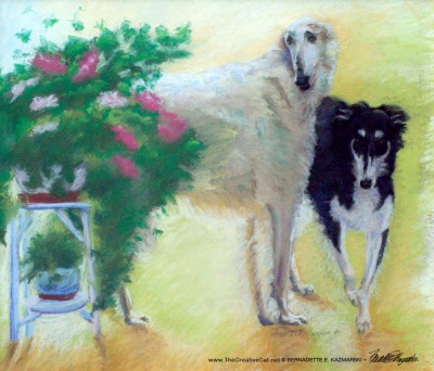 "Borzois", pastel, 20" x 26" © Bernadette E. Kazmarski