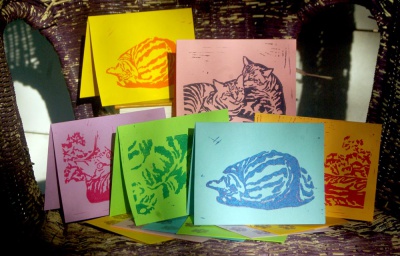 Tabbies note cards, "Summery".
