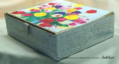 Veronica's Tulips Vintage Cardboard Cigar Box Keepsake, finish.
