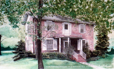 McAdams House, ink and watercolor, 18" x 30", 1993.