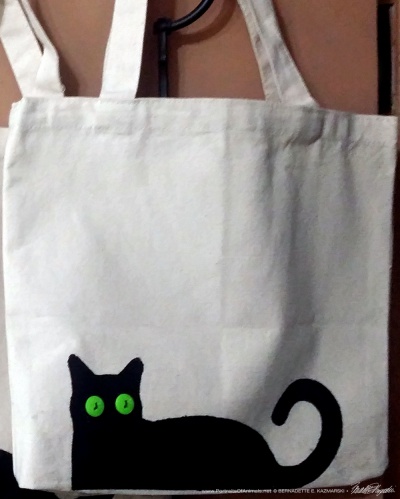 Bella! handprinted and embellished tote bag