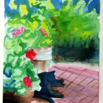 "Garden Sketch With Mimi", 5" x 7", watercolor, 2013 © Bernadette E. Kazmarski