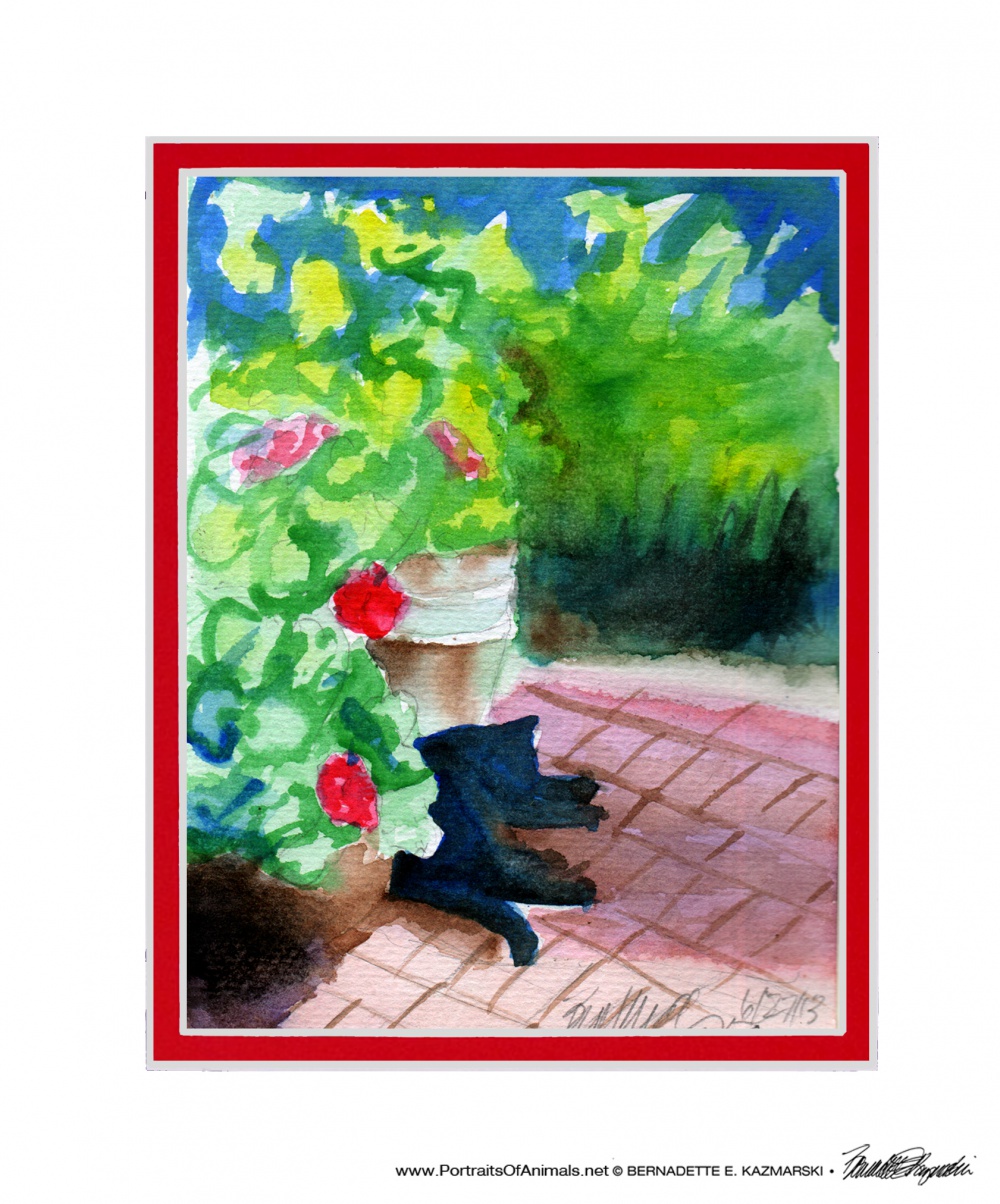 Garden Sketch With Mimi matted new member print.