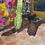Mimi in the Laundry Shade, watercolor, 6 x 6 © Bernadette E. Kazmarski
