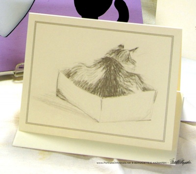 In the Box note card from Feline Pencil Sketches