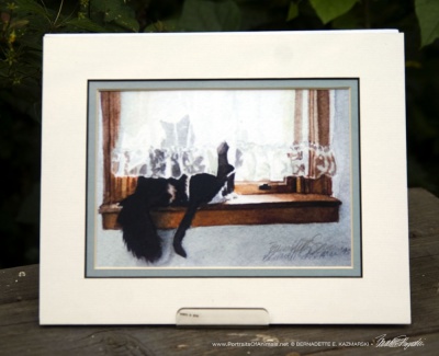 "Kitty and Buster" matted print.