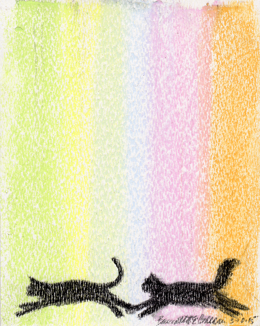 “The Daily Chase”, pastel on textured paper, 5″ x 6″ © Bernadette E. Kazmarski