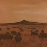 "Shadow of Bison ", pastel on 26.5" x 17.5" on Hahnemuhle sanded watercolor paper.