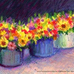 Flowers For Sale, Oil Pastel, 6 x 10 © Bernadette E. Kazmarski