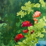 Geraniums and Parsley, watercolor, 6 x 9 © Bernadette E. Kazmarski