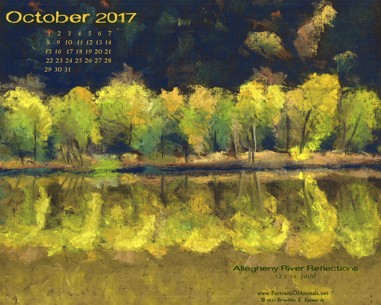 Desktop calendar, 1280 x 1024 for square and laptop monitors.