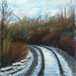Walking the Tracks, pastel, 6" x 6", 2002 © Bernadette E. Kazmarski
