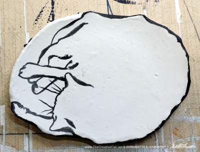 Original natural with black, "The Big Nap" decorative dish.
