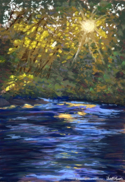 Summer Sunset, Robinson Run, 12 x 18, pastel © Bernadette E. Kazmarski