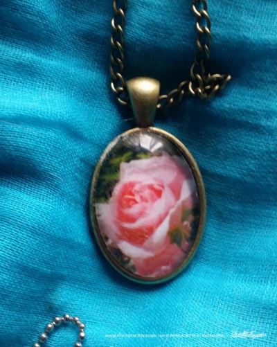 Cabochon Pendant, Pink Rose