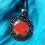Cabochon Pendant, Red Rose
