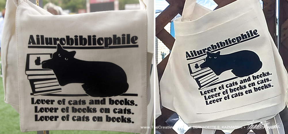 Ailurobibliophile messenger or extra-large tote.