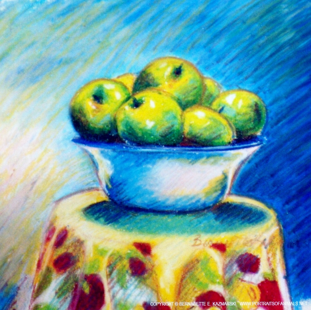 Green Apples, oil pastel, 12 x 12, 1998 © Bernadette E. Kazmarski