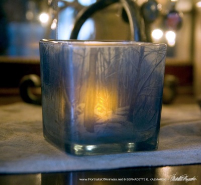 Dusk in the Woods votive, angled.