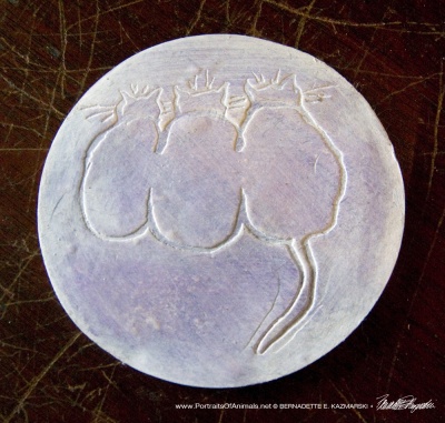 Violet "Three Cats Looking" coaster.