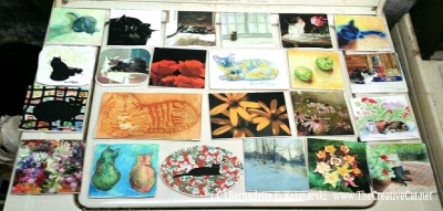 Handmade tiles with my feline and nature artwork.