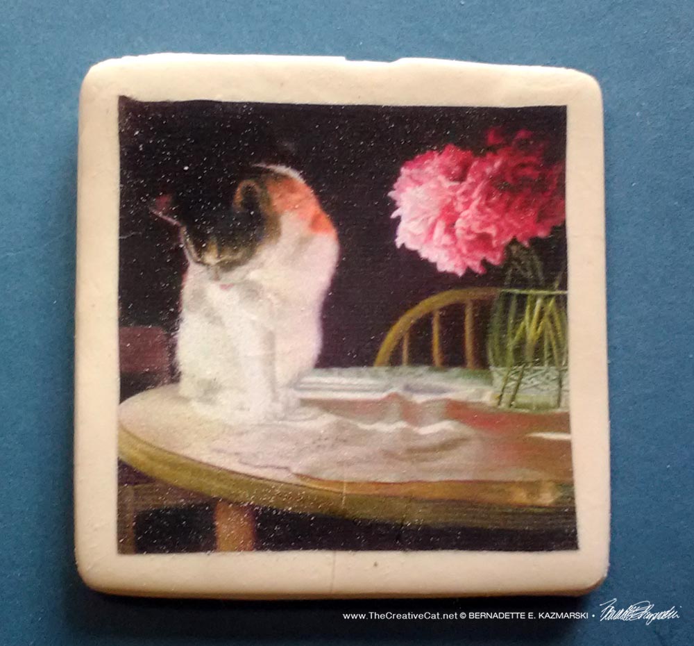 Peaches and Peonies 2" square magnet