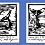 Whale Tail I and II, linoleum block prints