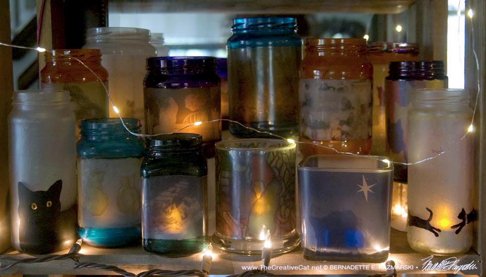A selection of feline votives.