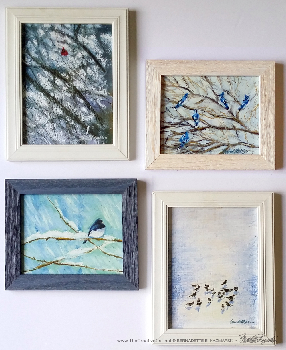 Winter Birds, framed set