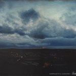pastel painting of stormy sunset