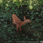 pastel painting of fawn in shade