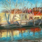 Main Street Reflections, 5 x 7, pastel, 2005 © Bernadette E. Kazmarski