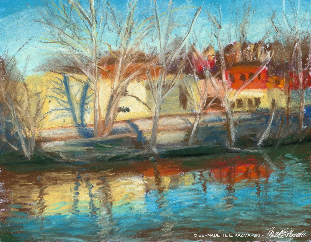 Main Street Reflections, 5 x 7, pastel, 2005 © Bernadette E. Kazmarski