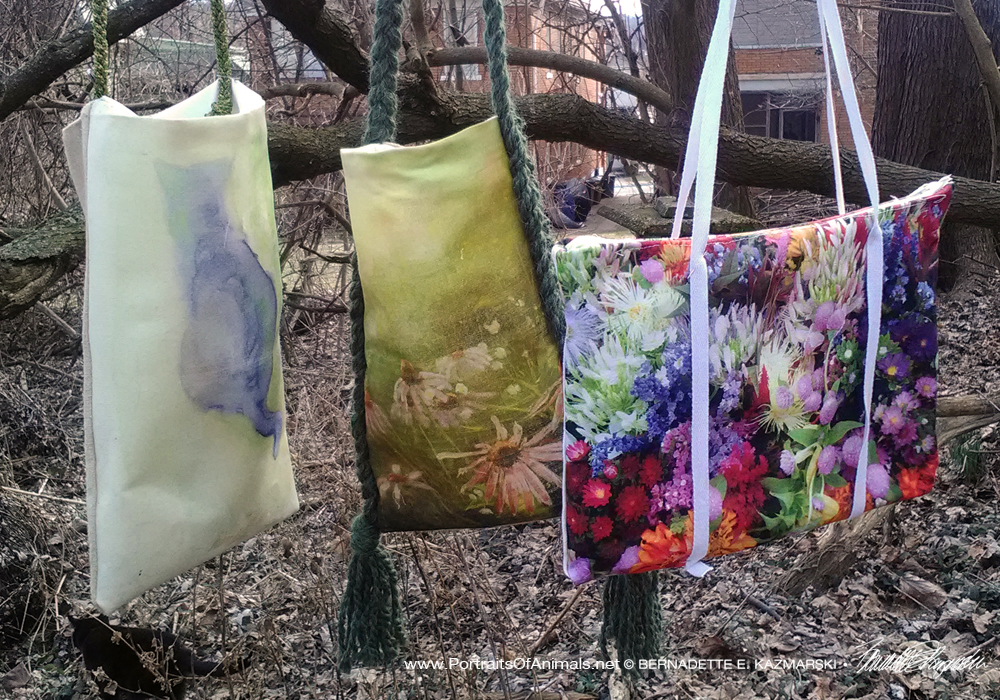 Three new bag designs, Blending, Evening Wildflowers and Market Flowers