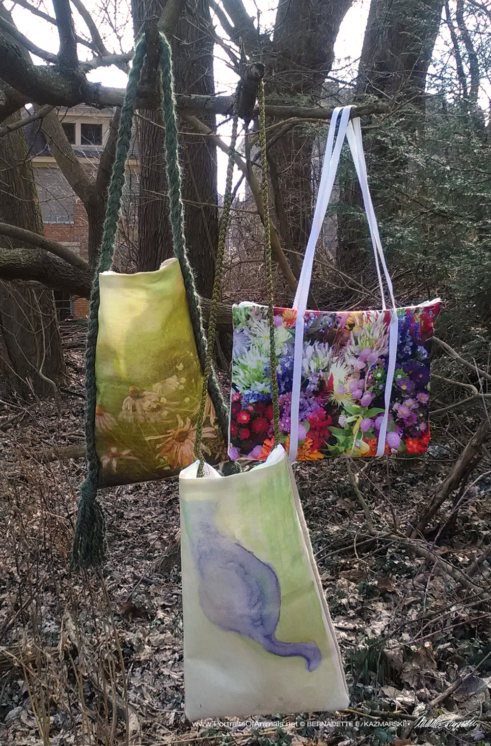 Three new bag designs, Blending, Evening Wildflowers and Market Flowers