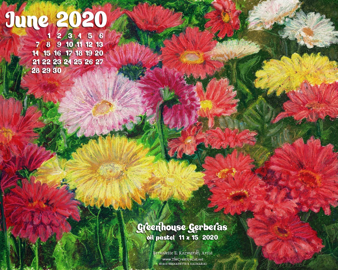 Desktop calendar, 1280 x 1024 for square and laptop monitors.