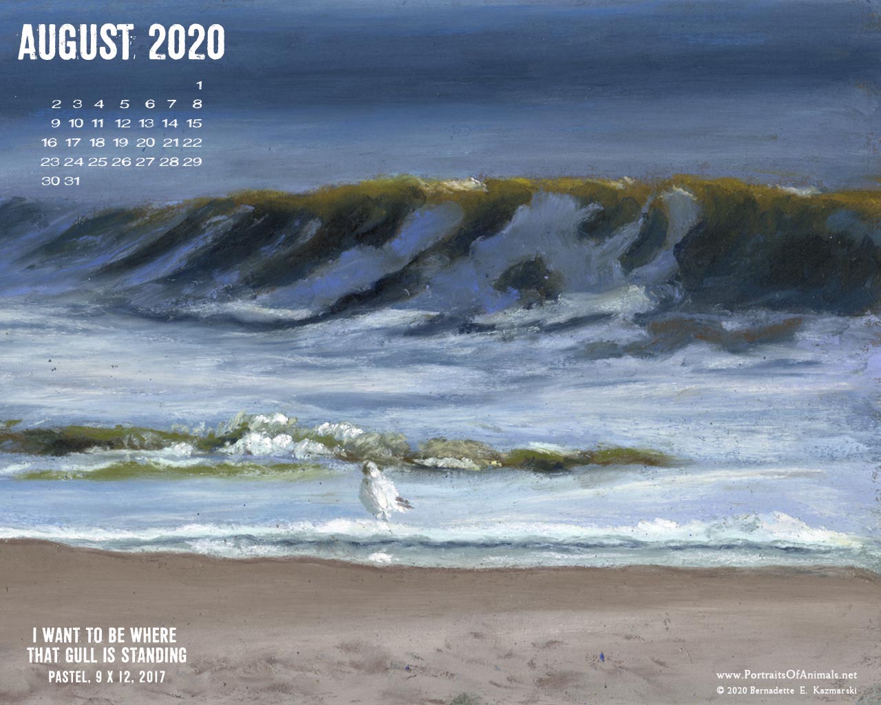 Desktop calendar, 1280 x 1024 for square and laptop monitors.