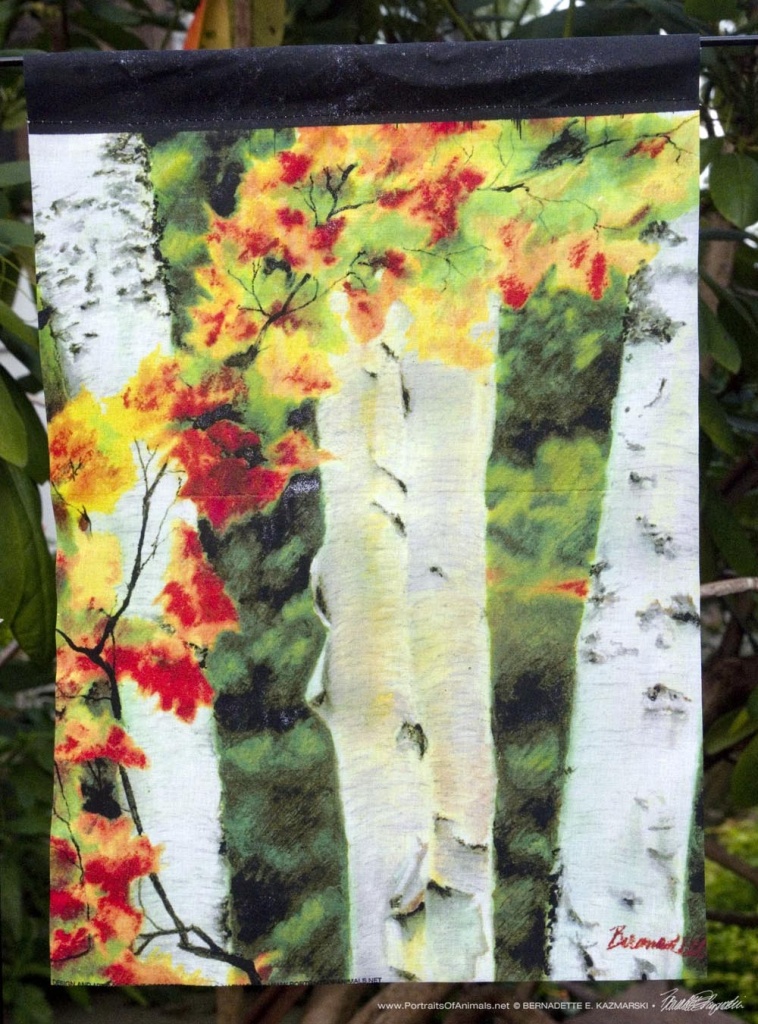 Garden Flag, Birches 1 Autumn Showers