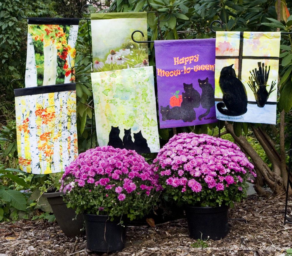 A selection of garden flags.