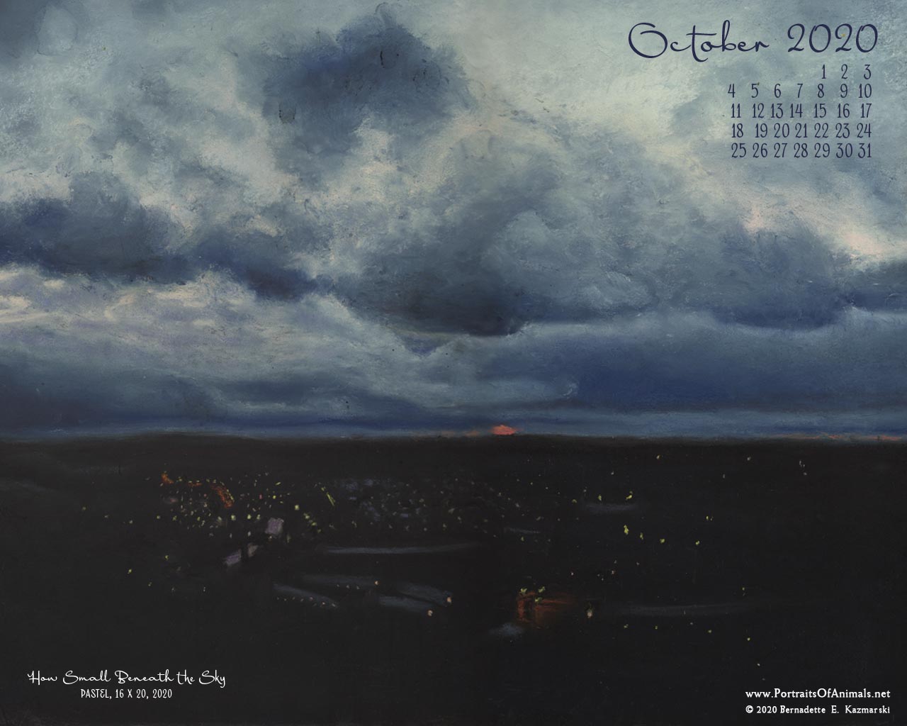 Desktop calendar, 1280 x 1024 for square and laptop monitors.