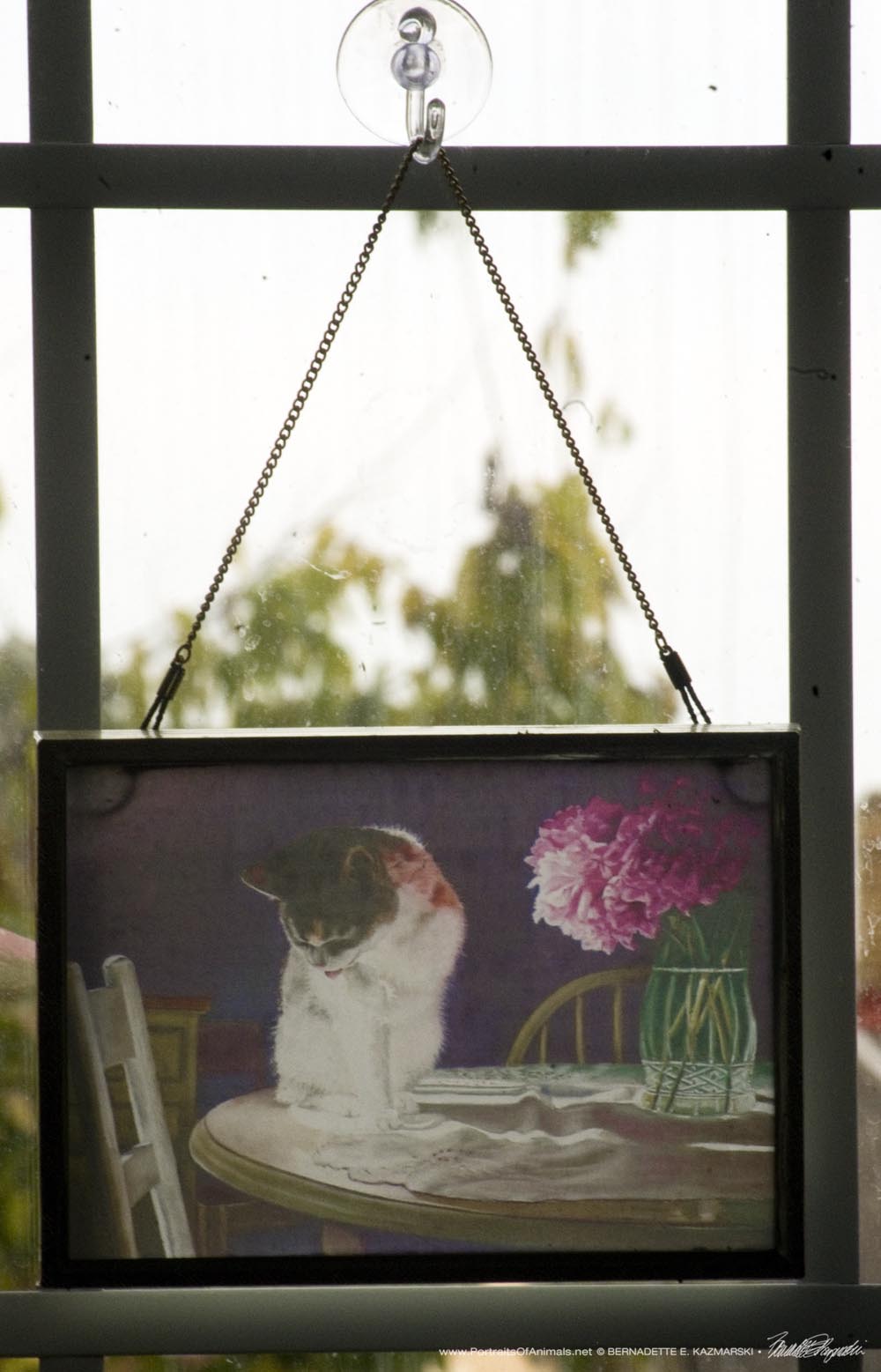 peaches and peonies suncatcher