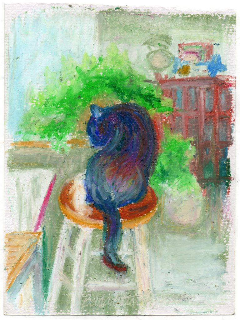 oil pastel of cat