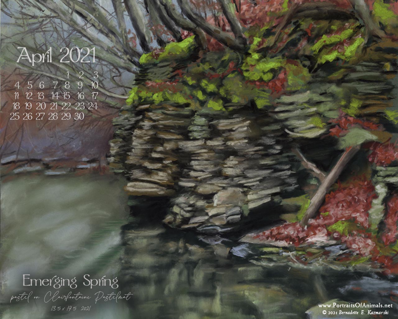 Desktop calendar, 1280 x 1024 for square and laptop monitors.