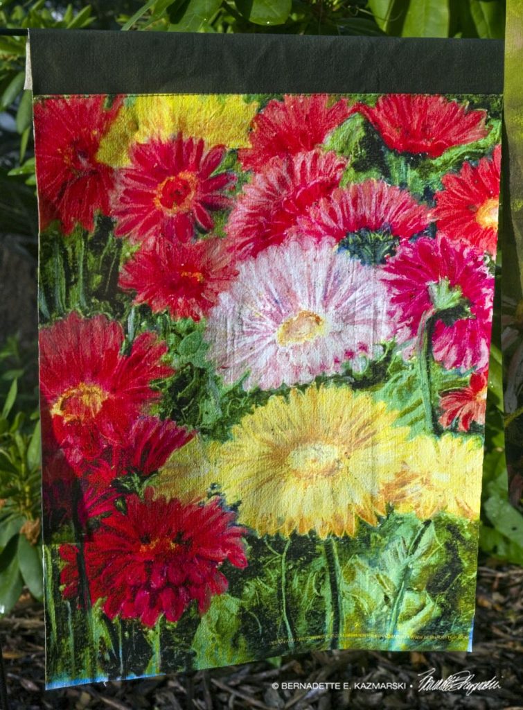 Greenhouse Gerberas garden flag
