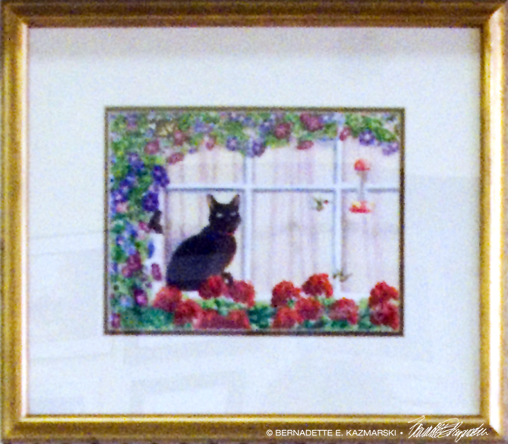 Mimi's Little Visitor, framed.